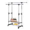 Extendable Clothes Rail Bar Heavy Duty Steel Collapsible Clothes Rack on Wheels