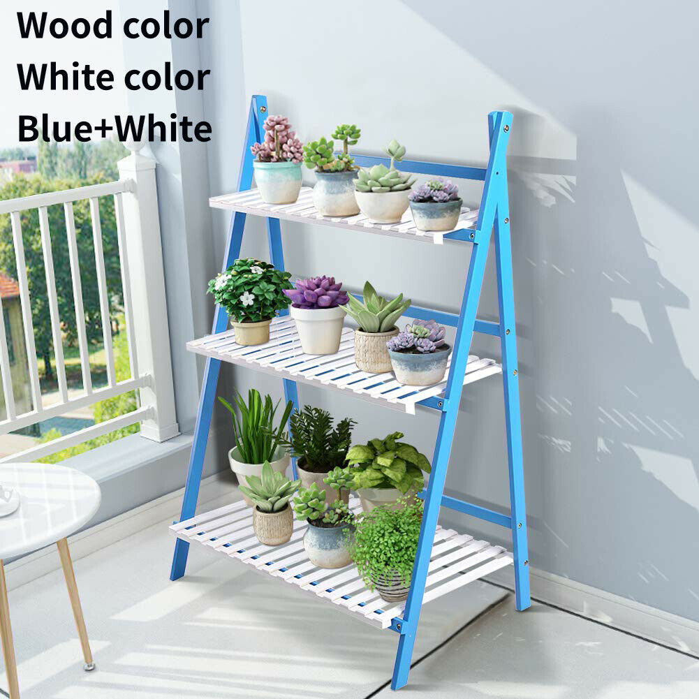 Garden Wooden 3 Tier Flower Plant Pot Display Stand Patio Shelf Storage Rack