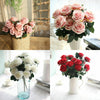 10 Heads Bouquet Silk Rose Artificial Flowers Fake Buch Wedding Home Party Decor