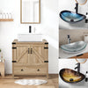 Countertop Basin Set Tempered Glass Wash Bowl Waste Tap Under Sink Unit Cabinet