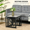 Set of 3 Nesting Coffee Tables Square End Tables w/ Metal Frame, Grey
