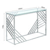 Glass Console Table Side Table Clear Tempered Glass Silver Stainless Steel Legs