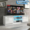 Modern TV Unit Cabinet White Stand High LED Lights Drawers High Gloss 2 Door