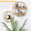 Vintage Round Shelves Metal Wall Shelf Unit Display Storage Rack Cabinet Gold UK