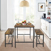 Wooden Dining Table Vintage Retro Furniture Rustic Metal Kitchen Breakfast Bench