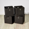 Black Foldable Canvas Storage Folding Box Fabric Cube Cloth Bag 4 Piece Set