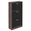 Shoe Cabinet 3 Drawer Walnut & Black Wood Cabinet Rack Hallway Organiser Unit