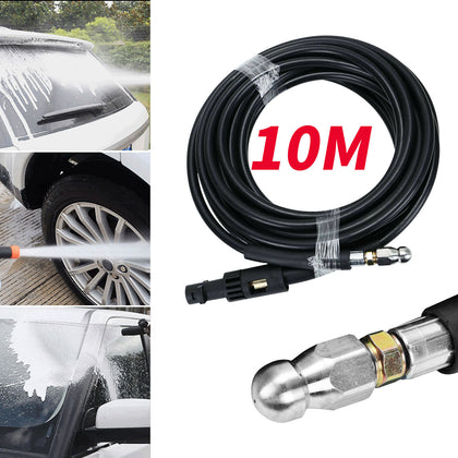 10M High Pressure Washer Hoses Sewer Pipe Cleaning Kit Flexible Tube Unblocker