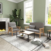 Mondeer 2 Seater Armchair Couch Sofa Wooden Fabric Linen w/cushion Lounge Grey