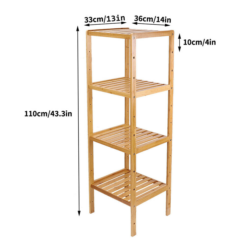 4 Tier Wooden Bamboo Bathroom Kitchen CD/DVD Book Shelf Storage Rack Unit Corner