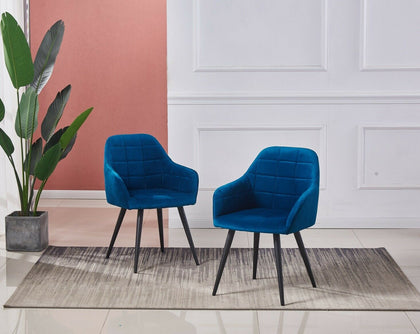 2X Velvet Dining Chairs Living Room Chairs with Armrest Counter Chairs Metal leg