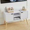 Wood TV Stand 2 Doors Open Shelf Entertainment Unit Storage Cabinet Living Room