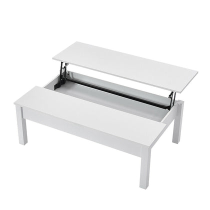 Wooden Coffee Table Tea Table with Sliding Top Hidden Storage Half Lift Up Top