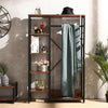 Tall Clothes Coat Stand Shoe Rack Bench Wood & Metal Home Bedroom Hallway Shelf