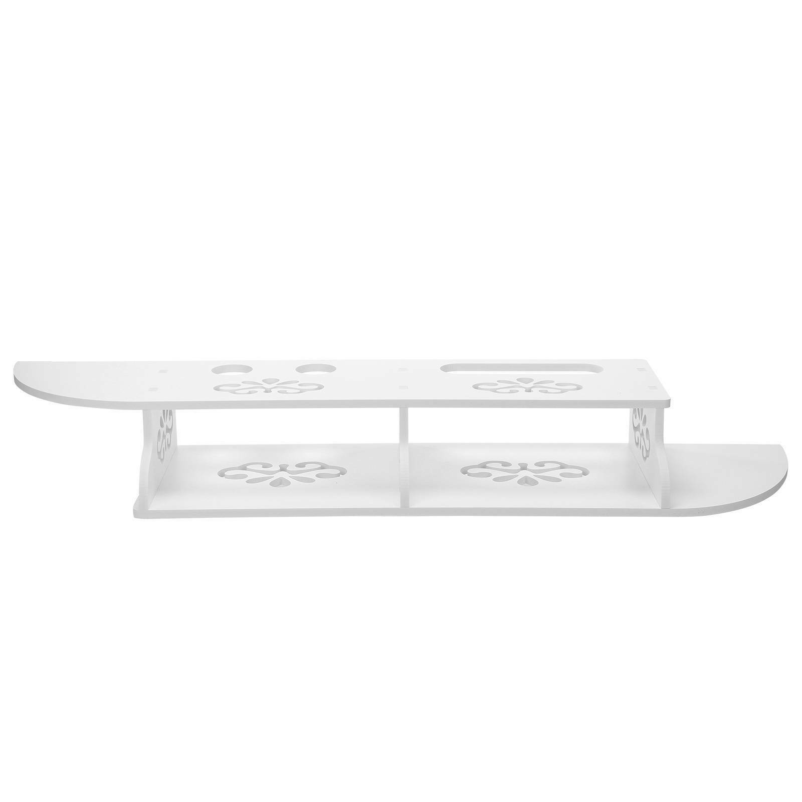 Hollow Carved 2 Tier Floating Wall Shelves for TV CD DVD Bookcase Storage Unit