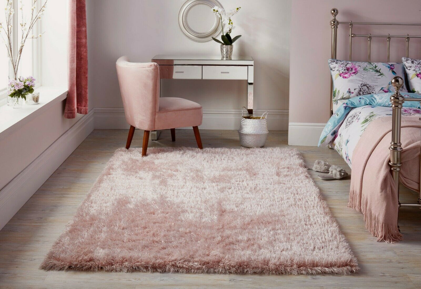 SMALL - X LARGE DAZZLE SPARKLE GLITTER SPARKLY 6.5cm LONG SHAGGY SILKY PILE RUG