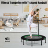 47'' Folding Trampoline Exercise Bouncer W/ Adjustable T-Shaped Handrail