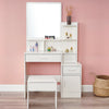 Dressing Table Stool Bedroom Vanity Set Makeup Desk W/ Mirror & 3 Drawers 1 Door