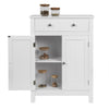 Bathroom Cabinet Cupboard Storage w/ Drawer Shelves Free Standing Unit MDF White