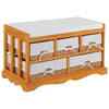 Wooden Storage Bench with Cushion Seat Hallway Wood Shoe Cabinet with 5 Baskets