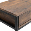 Rusitic Wooden Hallway Console Table With Storage Drawers Glass Shelf Metal Legs