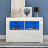 Modern White TV Unit Cabinet Stand High Gloss Doors Matt Body RGB LED Lights