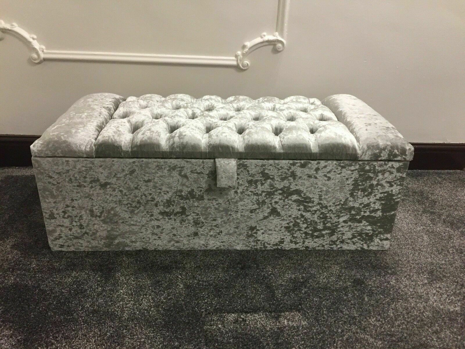 Large crushed online velvet ottoman