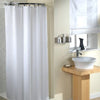 Extra Wide Long Drop Shower Curtain Plain White 100% Polyester Bathroom 12 Hooks