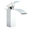 Waterfall Bathroom Sink Counter Square Taps Basin Mixer Tap Chrome Mono Faucet