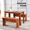 Wood Dining Table and 2 Bench Set Breakfast Nook Kitchen Furniture Cherry Wood