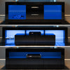 TV RGB LED Entertainment Unit Cabinet Stand Living Room Set Gloss Doors Modern