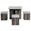 5 PC Dining Set Wooden Space-saving Storage Cushioned Ottoman Seats Square Table