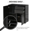 Side Cabinet with 2 Door Cabinet and 2 Drawer for Home Office Black