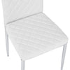 2 Modern White Faux Leather Dining Chairs Padded Seat High Back Chrome Metal Leg