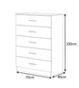 High Gloss REFLECT 5 Drawer Chest - Quality Bedroom Furniture Black/Walnut