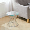 Silver Clear Glass Top Coffee Table Sofa Side End Tables Round Small Laptop Desk