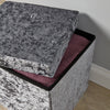 Folding Ottoman Grey Ice Velvet Fabric Chest Sturdy Storage Space Saving Box