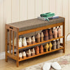 Wood Shoe Bench Shoes Cabinet Organizer Hallway Storage Rack with Seat Cushion