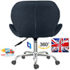Fabric Cushioned Computer PC Desk Office 360° Swivel Chair Chrome Legs Adjustabl