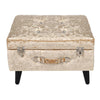 Storage Stool Trunk Pouffe Footstool Ottoman Bedroom Crushed Velvet Chest Chair