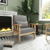 Mondeer Armchair Sofa Linen Wood Frame w/Cushion Lounge Living Room Dark Gray