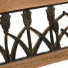 Garden Bench 3 Seater Iron Tulip Back Wood Slat Outdoor Chair Seating Furniture