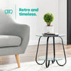 Round Sofa Side Table With Tempered Glass Top Living Room Furniture Coffee Tea
