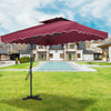 Garden Parasol Banana Cantilever Umbrella Crank Sun Shade Patio Outdoor W/ Base