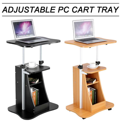 Movable Laptop Computer Desk Table w/ Storage Compartment Height Adjustable