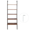 5 Tier Ladder Style Shelving Unit Reclaimed Wood Metal Lean Display Shelves