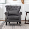 Chesterfield Linen Fabric Armchair Buttoned Wing Back Chair Queen Anne Sofa Seat