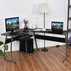 L-Shape Corner Gaming Desk Computer PC Workstation Writing Switch Table Black-Z