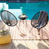 3pcs Outdoor Garden Table Chairs Set String Egg Chair Glass Top Coffee Table