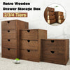 Rustic Wooden Chest Drawers Storage Organizer Small Trinket Box Desktop Cabinet